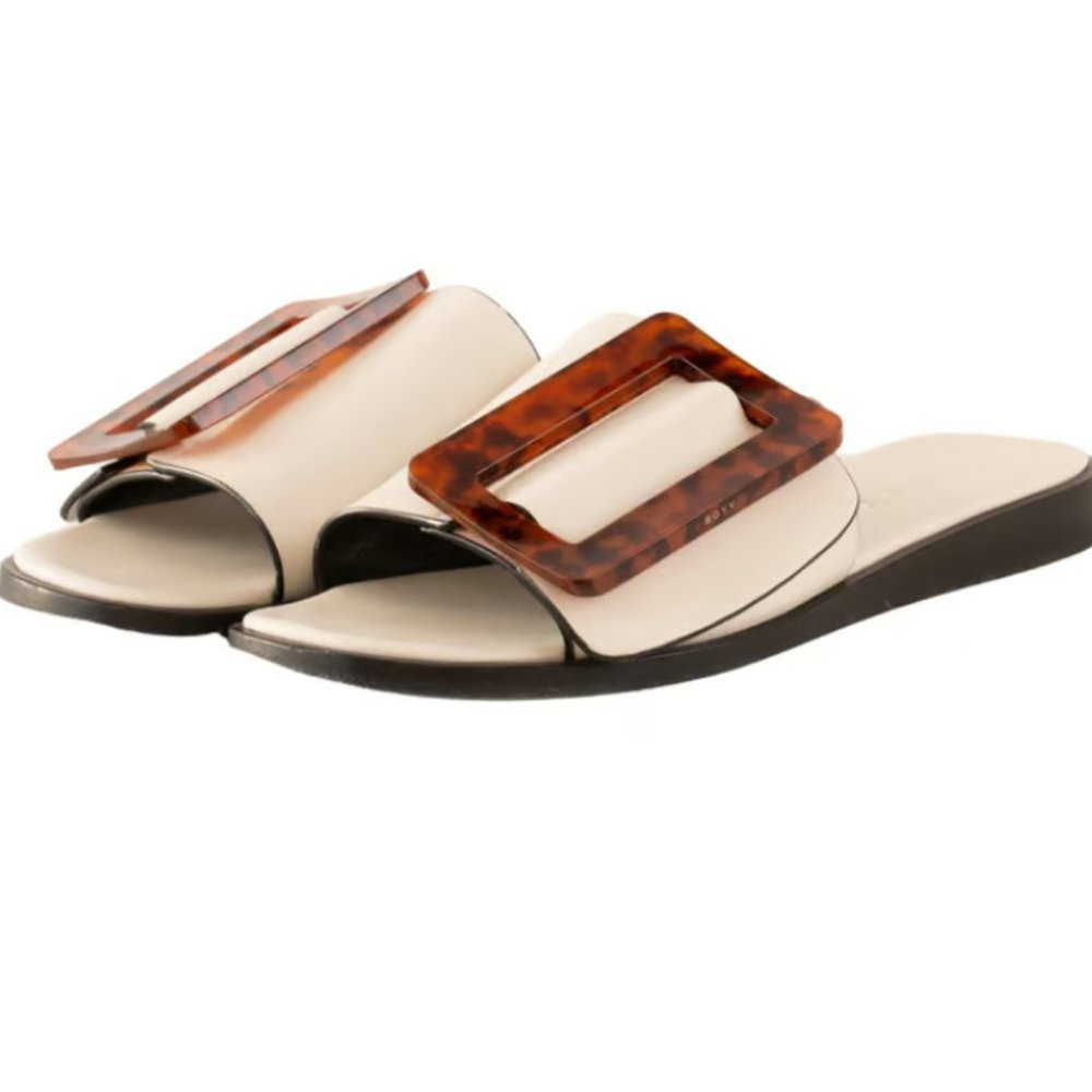 BOYY cream leather sandal with tortoiseshell buckle